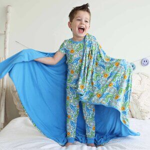 Caden Lane Floatie Friends Two Piece Pajama Set Blue 3T NWT